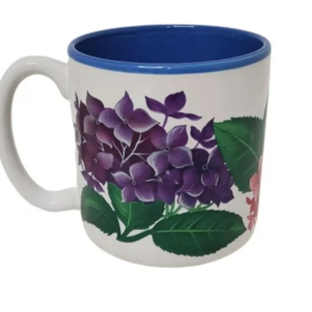 Jane Bowen 1991 Flowers, Inc.  Balloons Blue  Hydrangeas Coffee  Mug 12 oz